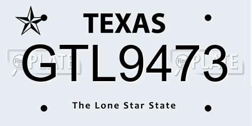 GTL9473 Texas License Plate