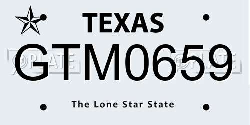 GTM0659 Texas License Plate
