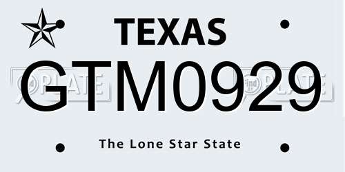 GTM0929 Texas License Plate