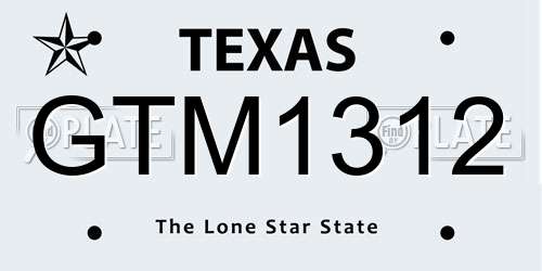 GTM1312 Texas License Plate