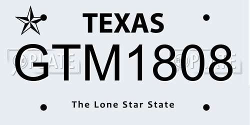 GTM1808 Texas License Plate