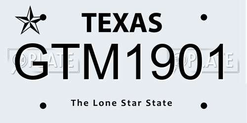 GTM1901 Texas License Plate