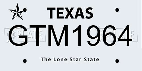 GTM1964 Texas License Plate