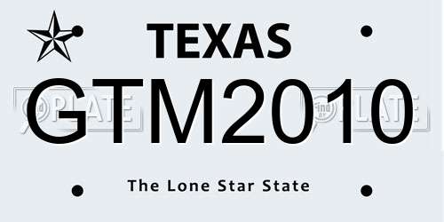 GTM2010 Texas License Plate