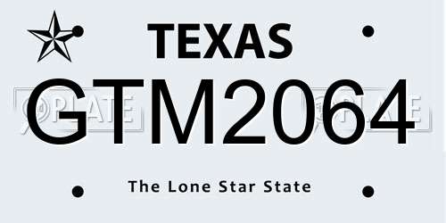 GTM2064 Texas License Plate