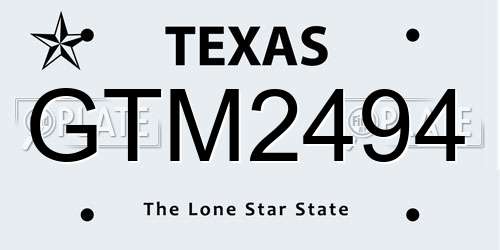 GTM2494 Texas License Plate