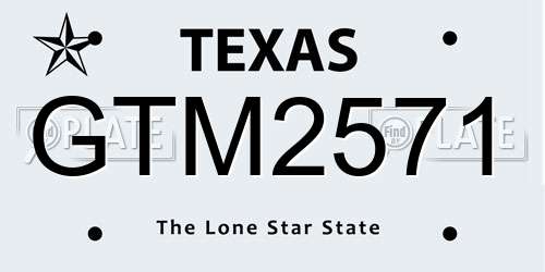 GTM2571 Texas License Plate