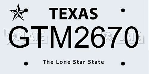 GTM2670 Texas License Plate