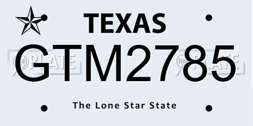 GTM2785 Texas License Plate