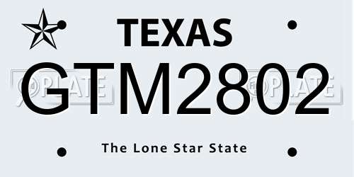 GTM2802 Texas License Plate
