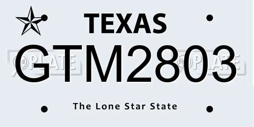 GTM2803 Texas License Plate