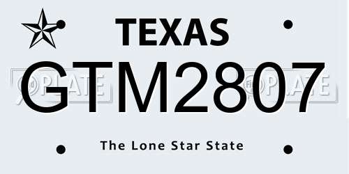 GTM2807 Texas License Plate