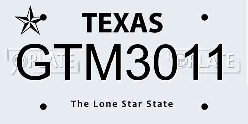 GTM3011 Texas License Plate
