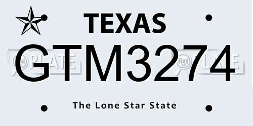 GTM3274 Texas License Plate