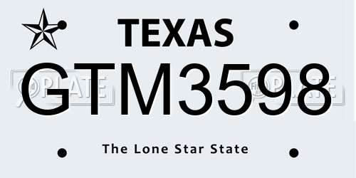 GTM3598 Texas License Plate