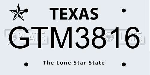 GTM3816 Texas License Plate