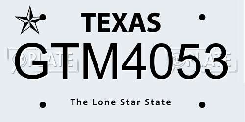 GTM4053 Texas License Plate