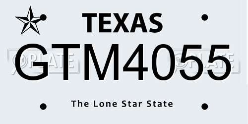 GTM4055 Texas License Plate