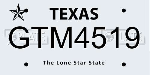 GTM4519 Texas License Plate