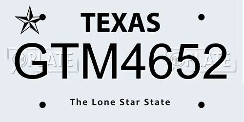 GTM4652 Texas License Plate