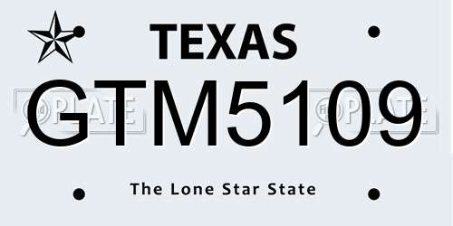 GTM5109 Texas License Plate