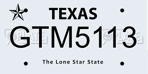 GTM5113 Texas License Plate