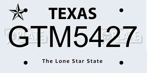 GTM5427 Texas License Plate