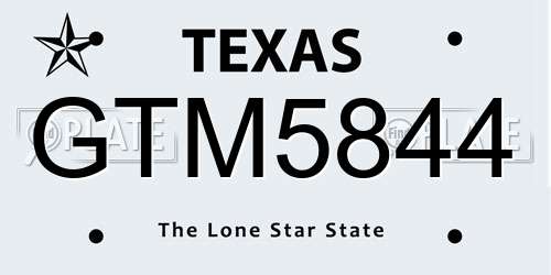 GTM5844 Texas License Plate