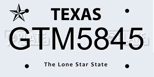 GTM5845 Texas License Plate