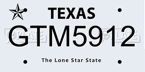 GTM5912 Texas License Plate
