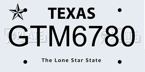 GTM6780 Texas License Plate