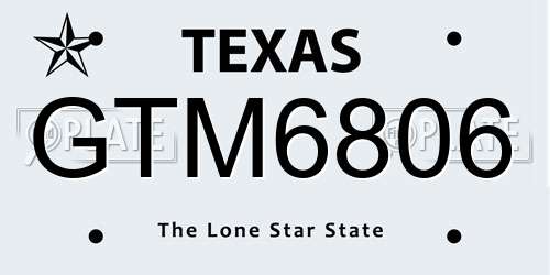 GTM6806 Texas License Plate