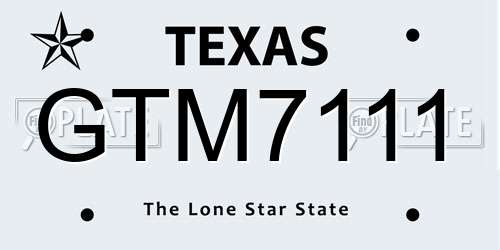GTM7111 Texas License Plate