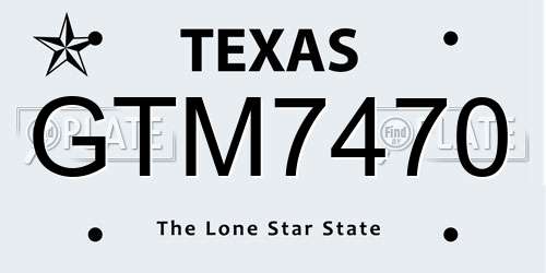 GTM7470 Texas License Plate