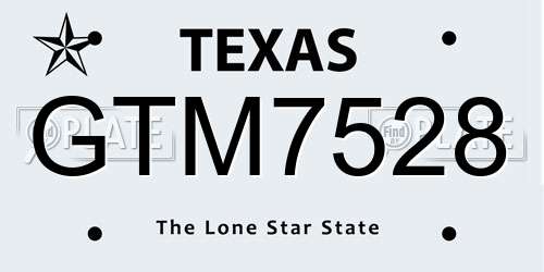 GTM7528 Texas License Plate