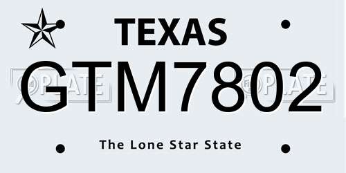 GTM7802 Texas License Plate