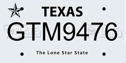 GTM9476 Texas License Plate