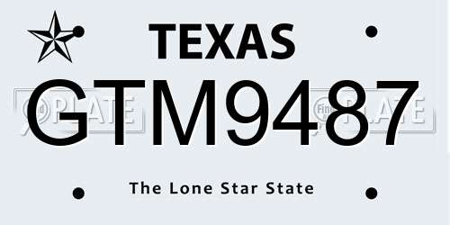 GTM9487 Texas License Plate