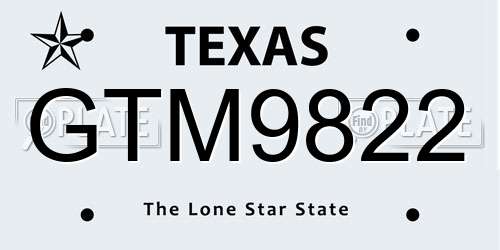 GTM9822 Texas License Plate
