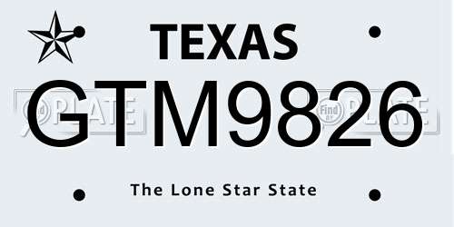 GTM9826 Texas License Plate