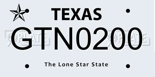 GTN0200 Texas License Plate