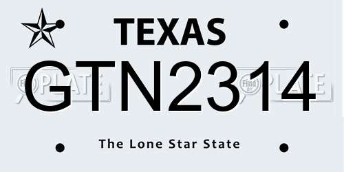 GTN2314 Texas License Plate