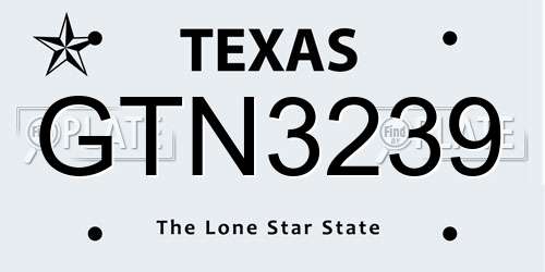 GTN3239 Texas License Plate