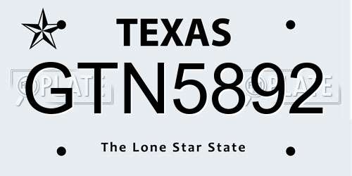 GTN5892 Texas License Plate