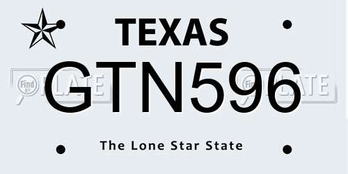GTN596 Texas License Plate