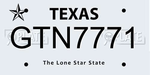 GTN7771 Texas License Plate