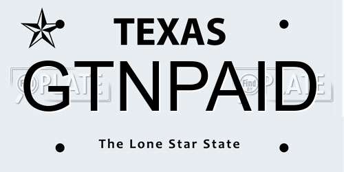 GTNPAID Texas License Plate