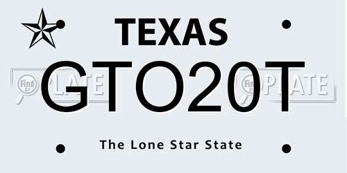 GTO20T Texas License Plate