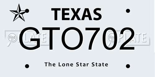 GTO702 Texas License Plate