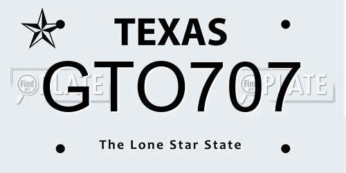 GTO707 Texas License Plate